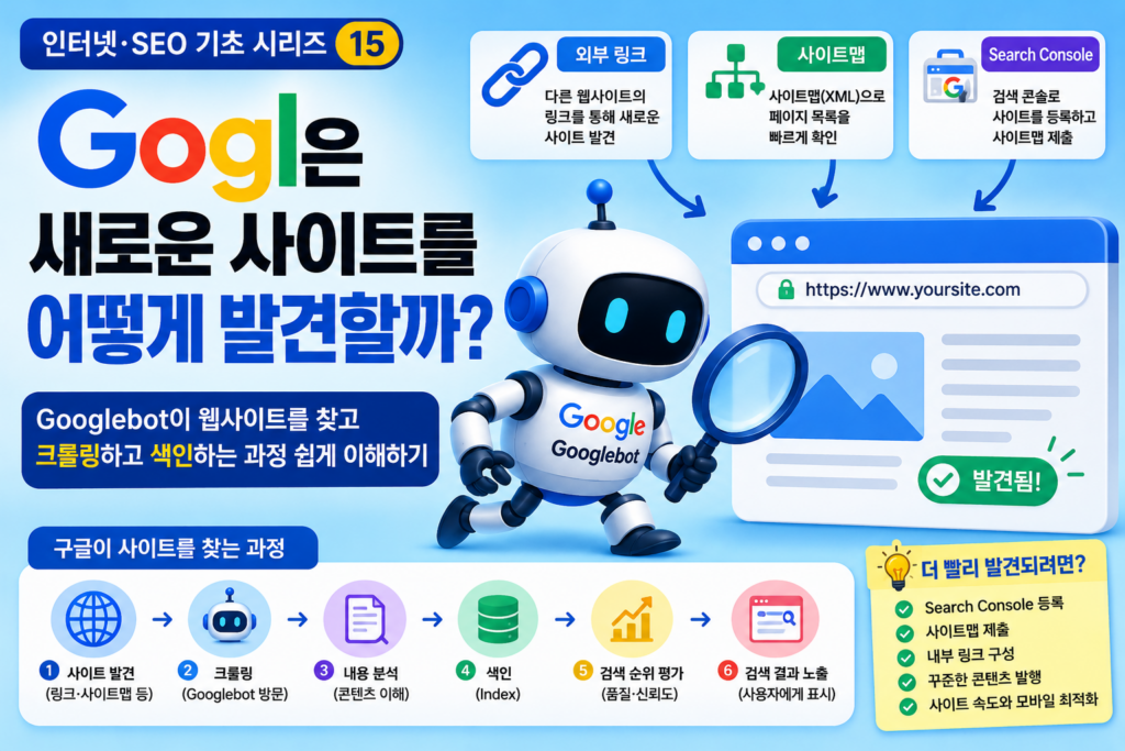 구글은 새로운 사이트를 어떻게 발견할까? 검색엔진이 웹사이트를 찾는 과정 구글은 새로운 사이트를 어떻게 발견할까? 검색엔진이 웹사이트를 찾는 과정