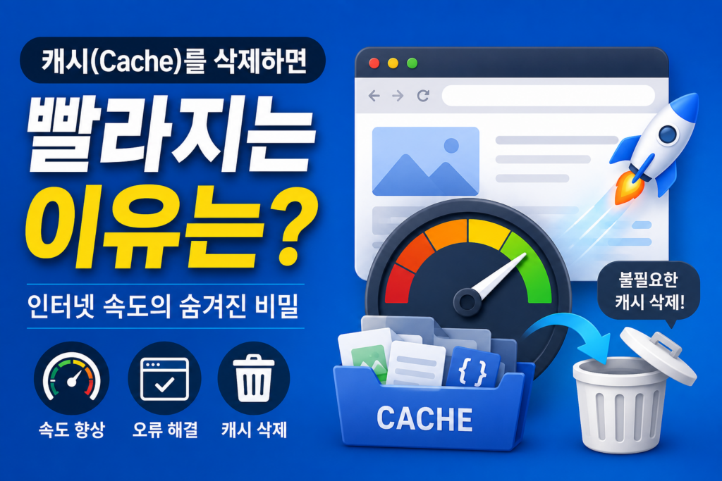 캐시(Cache) 캐시 삭제 하면 컴퓨터와 스마트폰이 빨라지는 이유 캐시(Cache)를 삭제하면 빨라지는 이유는 무엇일까? 인터넷 속도의 숨겨진 비밀