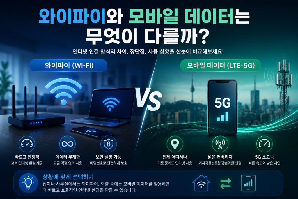 와이파이와 모바일 데이터는 무엇이 다를까? 인터넷 연결 방식 쉽게 이해하기