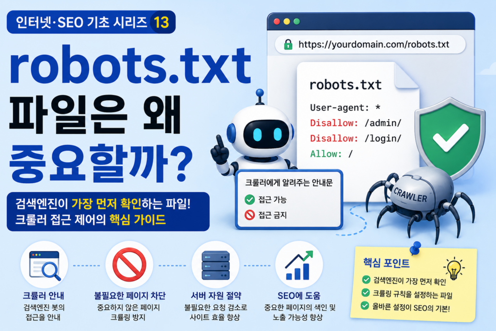 robots.txt 파일은 왜 중요한가? 검색엔진이 가장 먼저 확인하는 파일 robots.txt 파일은 왜 중요한가? 검색엔진이 가장 먼저 확인하는 파일
