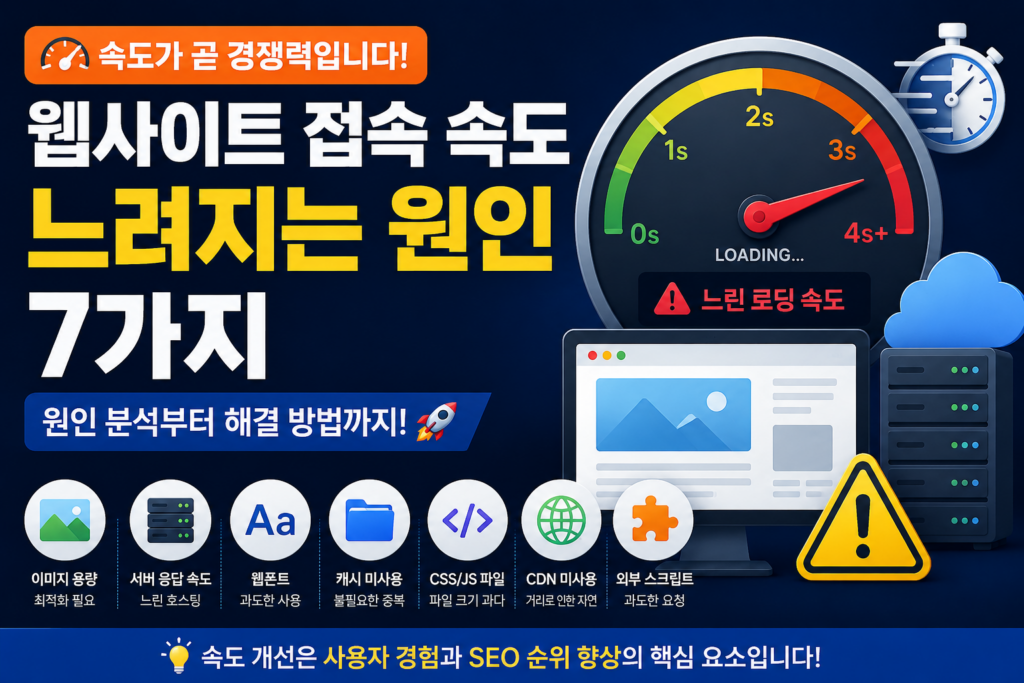 웹사이트 접속 속도가 느려지는 원인 7가지, 빠르게 만드는 해결 방법까지 웹사이트 접속 속도가 느려지는 원인과 해결 방법