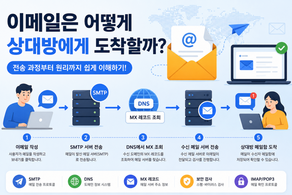 이메일은 어떻게 상대방에게 도착할까? 전송 과정부터 쉽게 이해하기 이메일이 SMTP와 DNS를 거쳐 상대방에게 전달되는 과정
