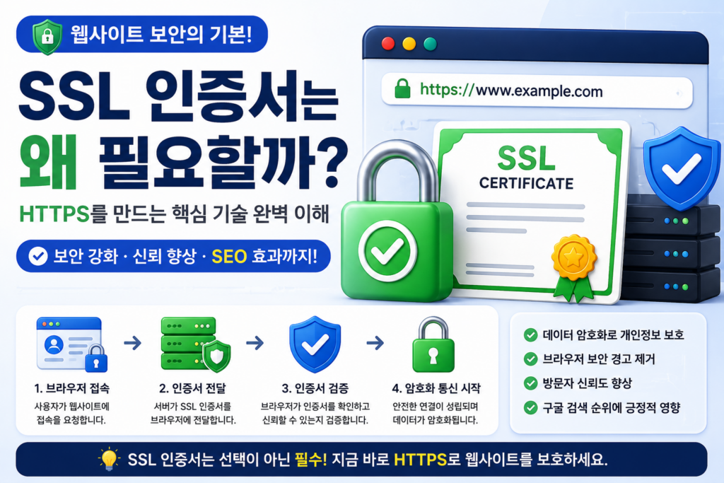SSL 인증서는 왜 필요할까? HTTPS 보안을 만드는 핵심 기술 SSL 인증서와 HTTPS 암호화 통신 원리