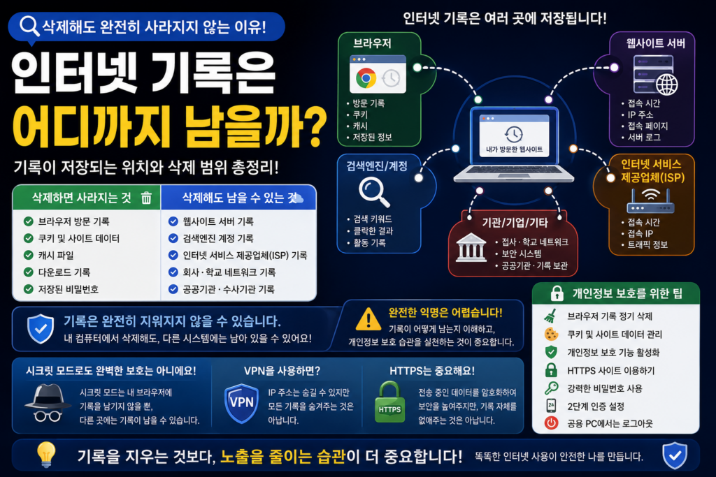 인터넷 기록은 어디까지 남을까? 삭제해도 완전히 사라지지 않는 이유 인터넷 기록이 저장되는 위치와 삭제 범위 설명