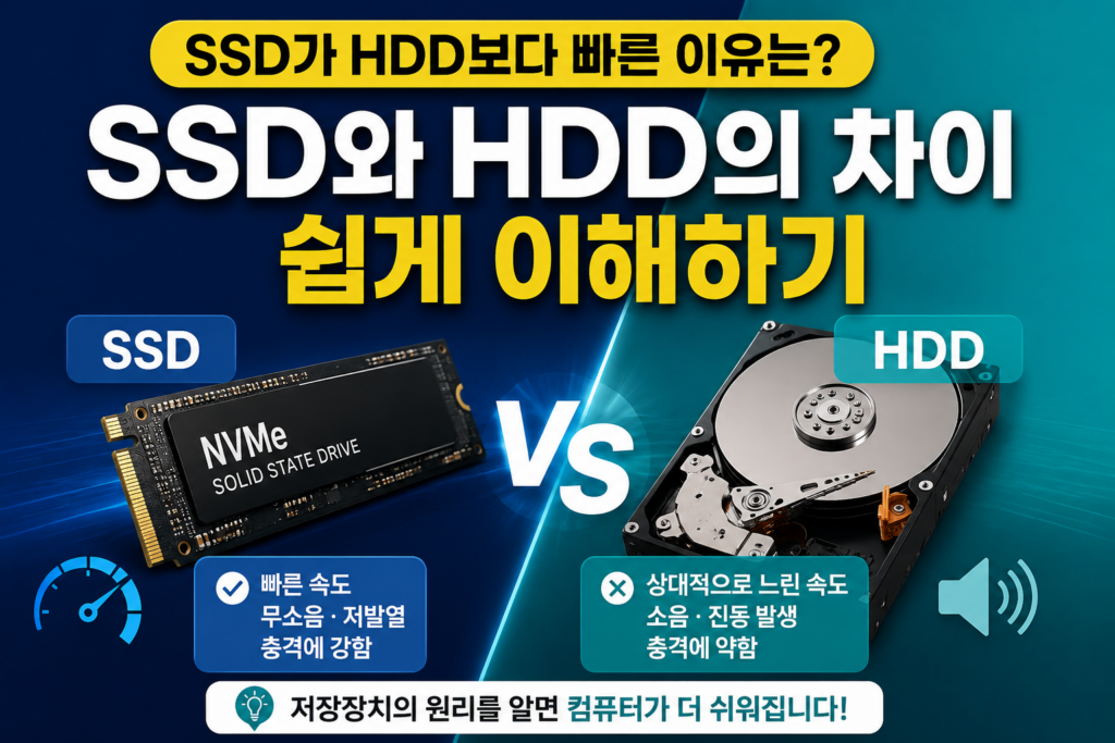 SSD가 HDD보다 빠른 이유는 무엇일까? 저장장치의 원리를 쉽게 이해하기 SSD가 HDD보다 빠른 이유? 한 번에 이해하기