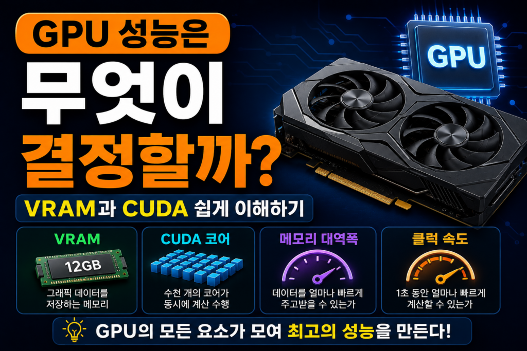 GPU는 어떤 역할을 할까? 그래픽카드의 원리를 쉽게 이해하기 GPU 성능은 무엇이 결정할까? VRAM과 CUDA 쉽게 이해하기