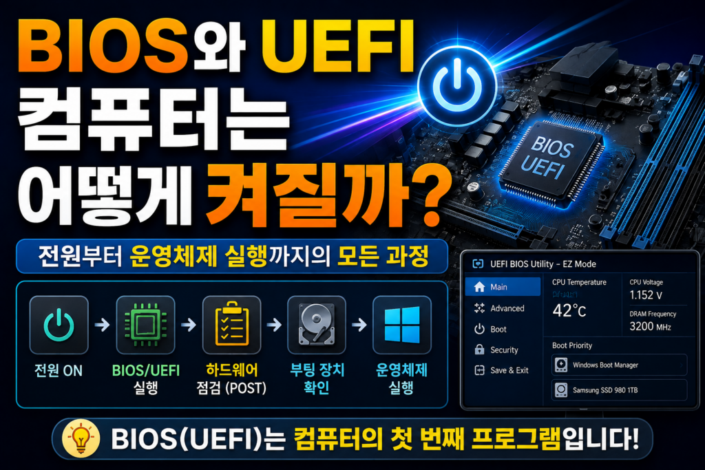 메인보드는 어떤 역할을 할까? 컴퓨터 부품을 연결하는 원리를 쉽게 이해하기 BIOS와 UEFI 컴퓨터는 어떻게 켜질까?